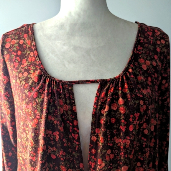 Free People Bodysuit Chocolate Combo Floral Kaya Long Sleeve Bodysuit Size XL - Picture 7 of 14